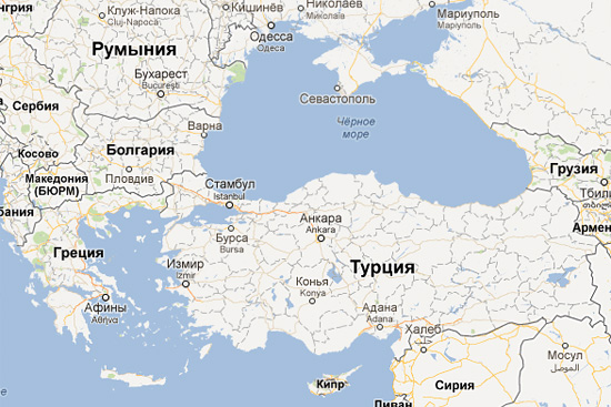 Карта европы и турции