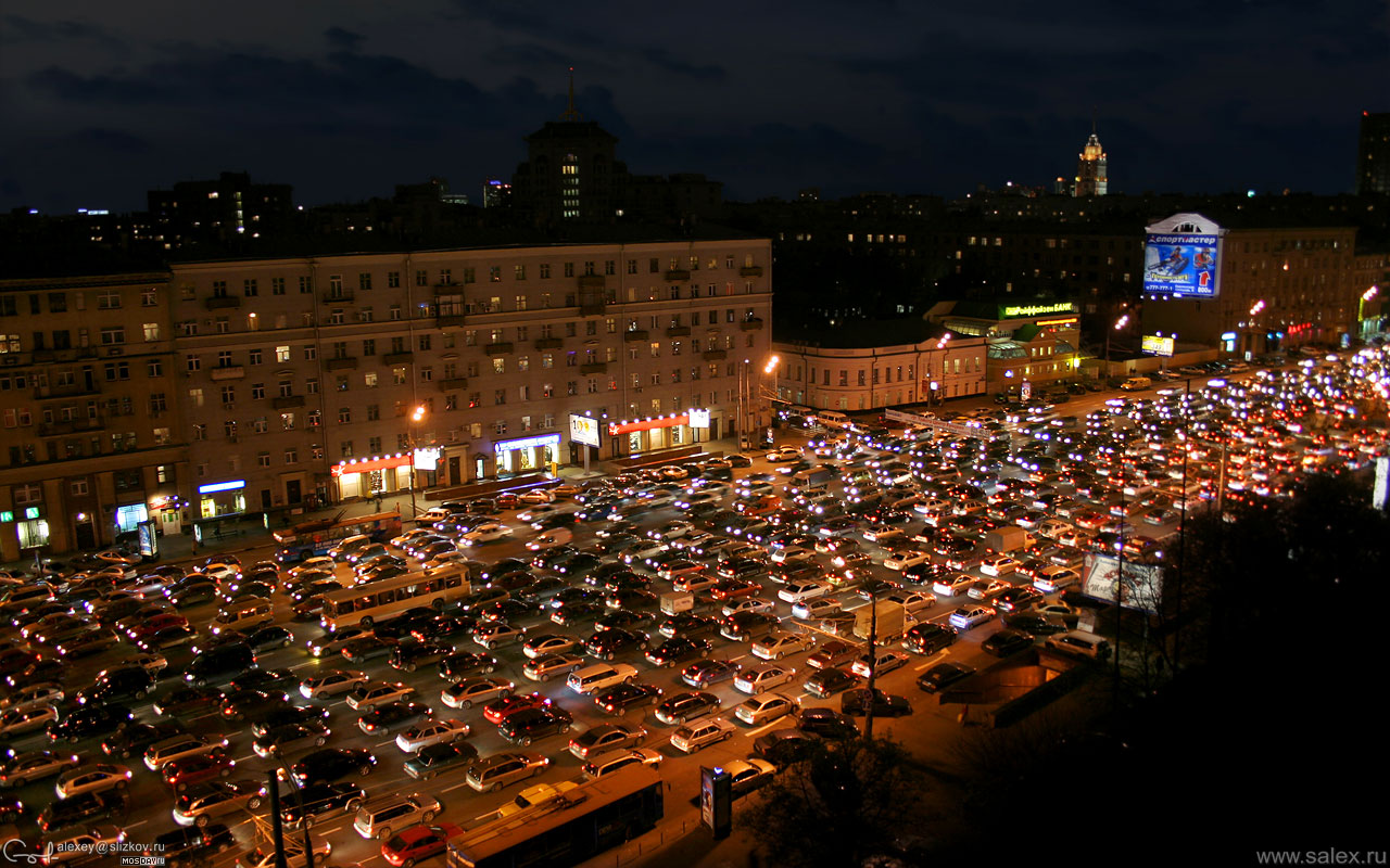 Пробка в москве ночью