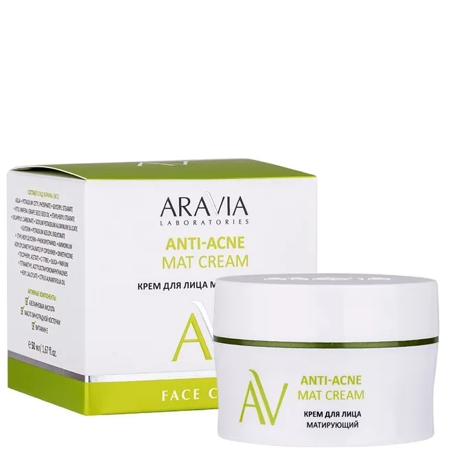 Крем для лица матирующий Anti-Acne Mat Cream, Aravia Laboratories, 1109 руб.