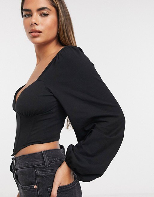 Топ-корсет с пышными рукавами, ASOS DESIGN, 2190 руб.