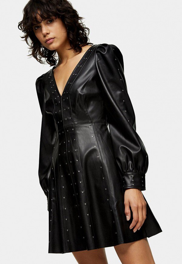 Кожаное платье с заклепками, Topshop, 6229 руб.