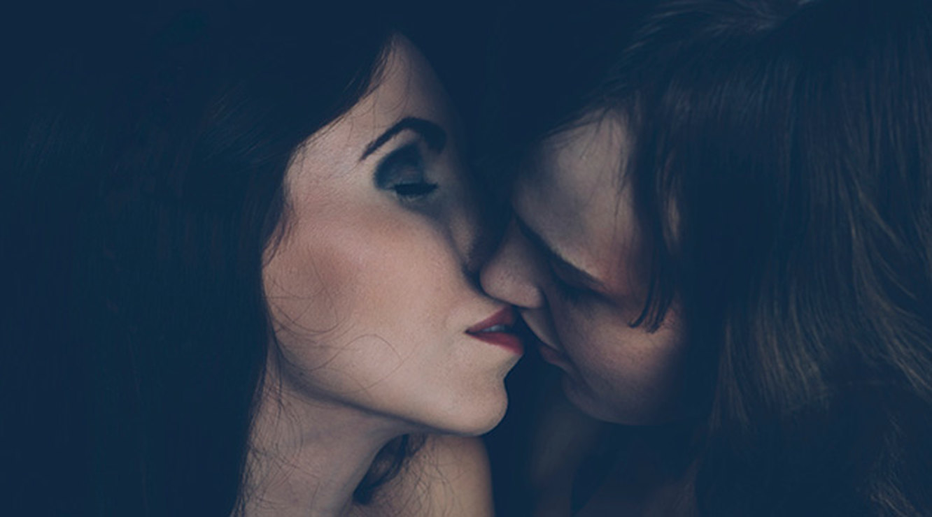 Lesbian passionate make out.