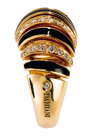 Кольцо, Damiani, желтое золото, бриллианты, эмаль